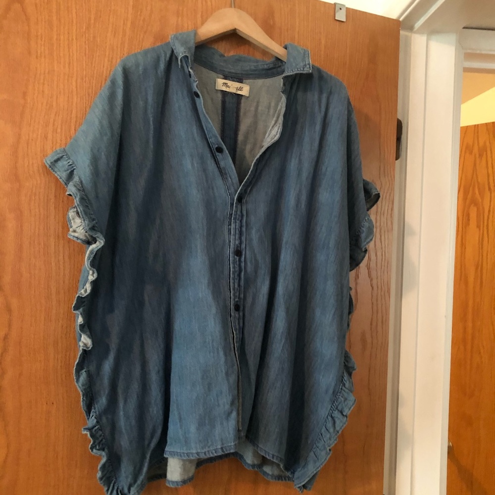 Madewell Ruffle Central Shirt Denim M